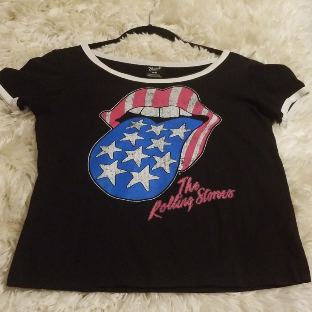 American Flag Women's Lip Rolling Stones Shirt Size Medium